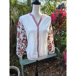 Calypso St Barth Linen Embroidered Top Size Medium
